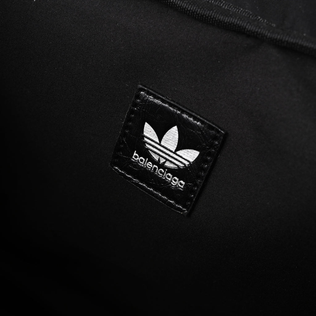 Balenciaga x adidas Large Duffel Travel Bag – Black with Trefoil Logo and Triple Stripes
