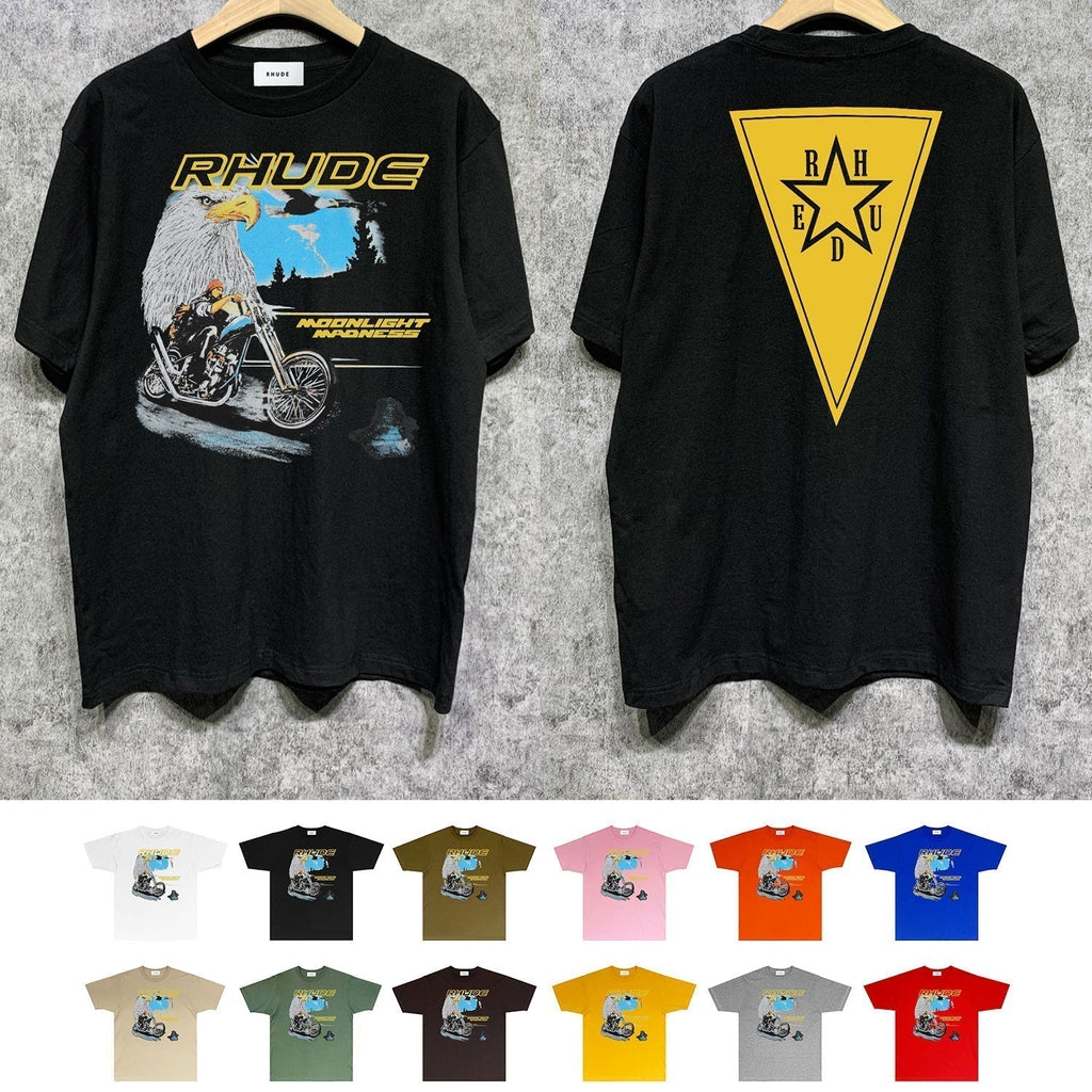 Rhude T-shirts Printed Trendy Pure Cotton